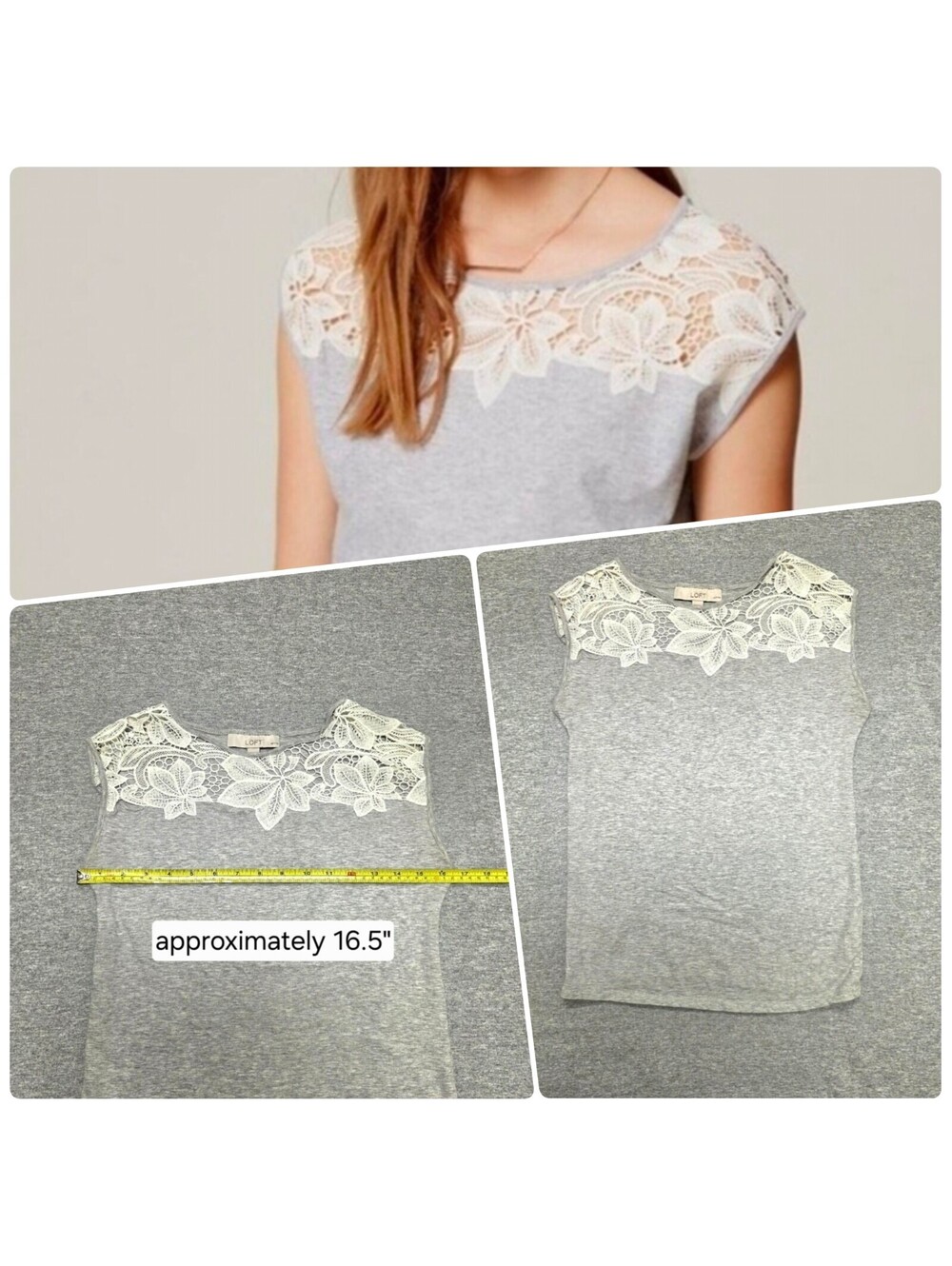 LOFT Cottagecore Crochet Neckline Sleeveless Top sz XXSP